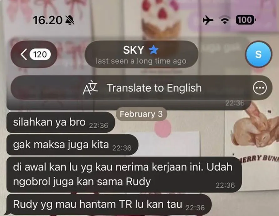 Nama Rudy yang Disebut oleh Akun Telegram Sky