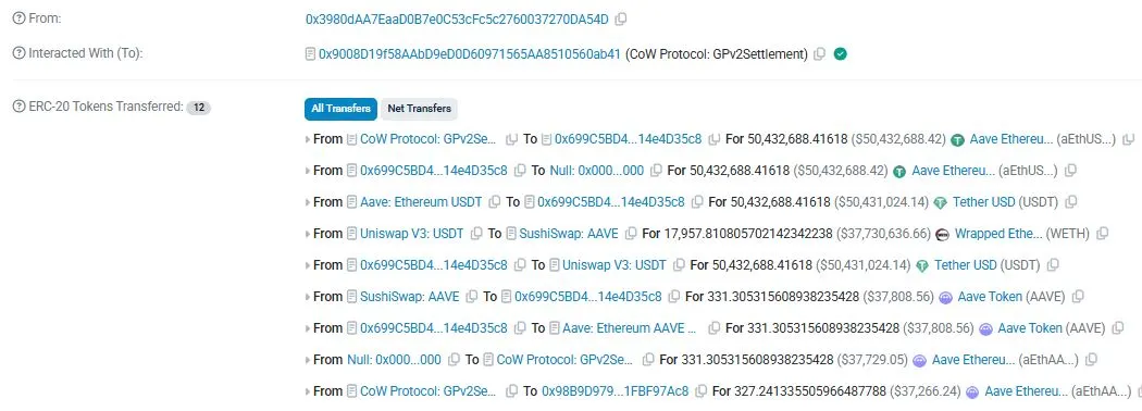 Proses Swap Whale Crypto - Etherscan