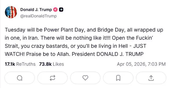 Deadline yang Diberikan oleh Donald Trump ke Iran Terkait Selat Hormuz - Truth Social