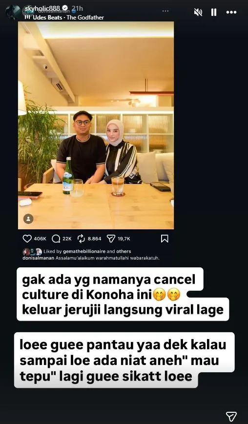 Instagram Story Skyholic Terkait Doni Salmanan