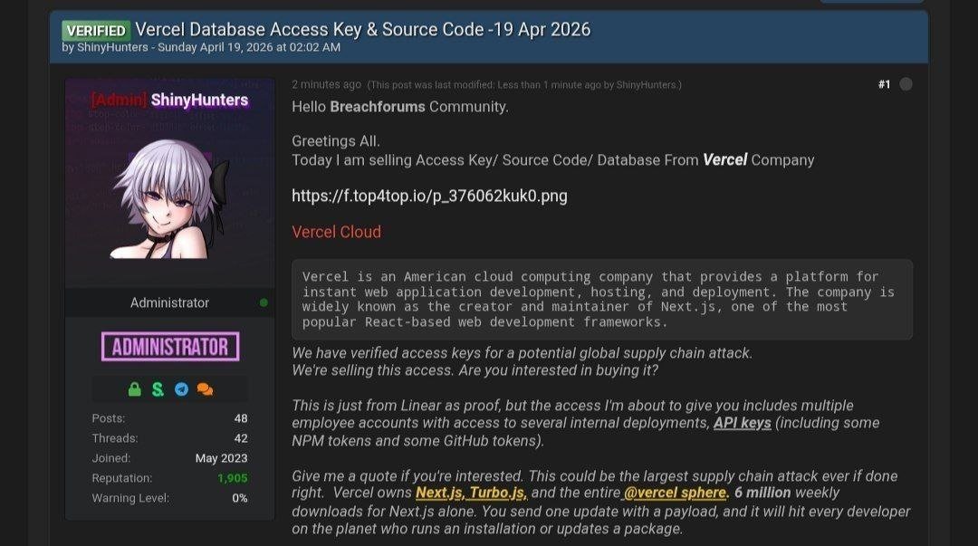 Klaim Penjualan Data Vercel yang Berhasil Diretas - Alex