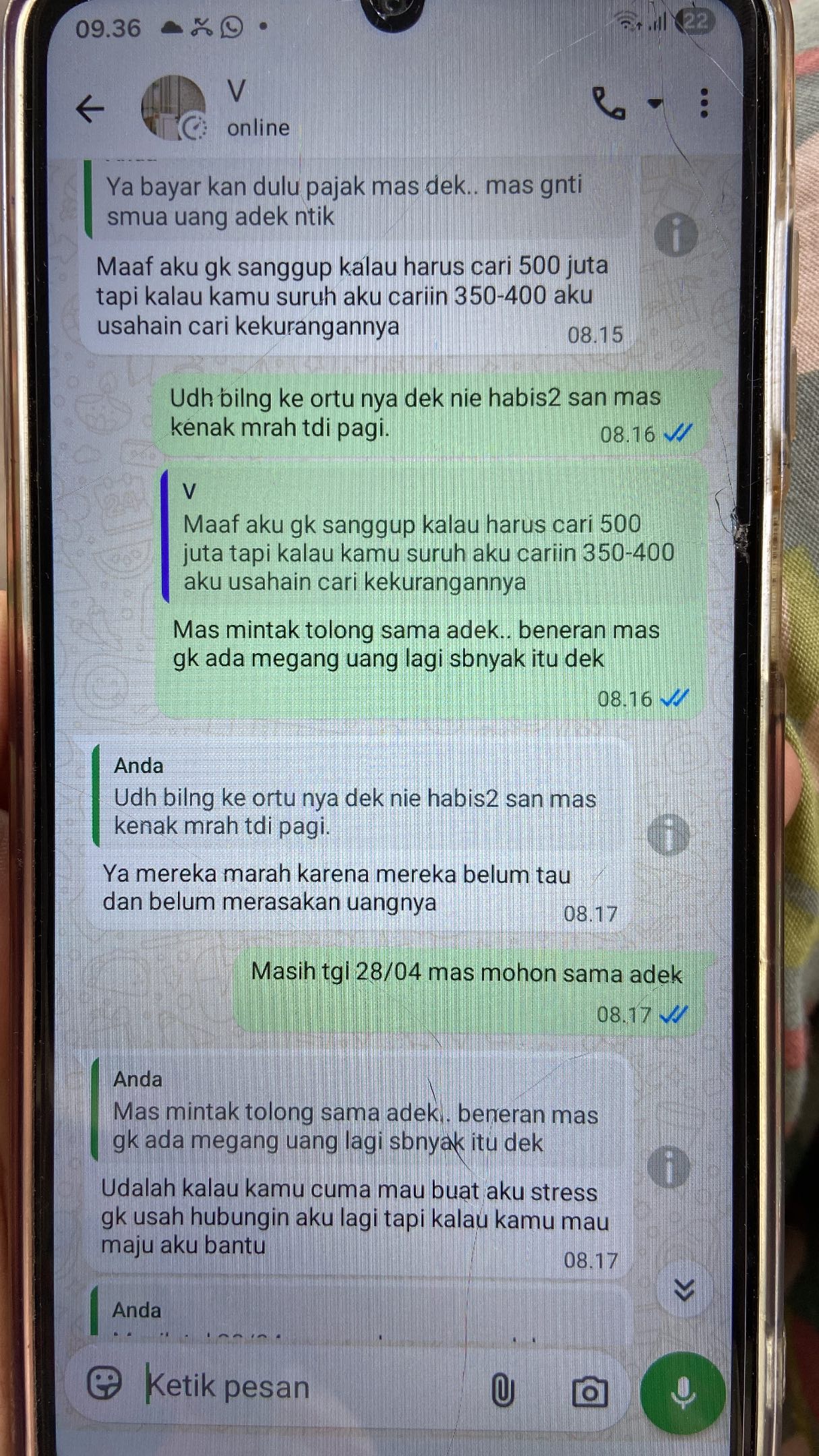 Percakapan Korban Love Scam dengan Pelaku