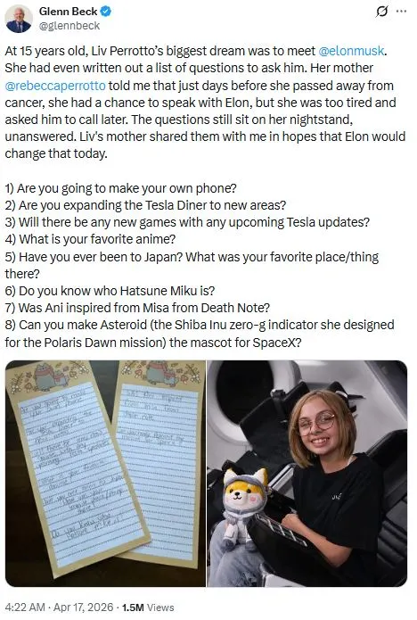 Pertanyaan Liv Perrotto ke Elon Musk - Glenn Beck