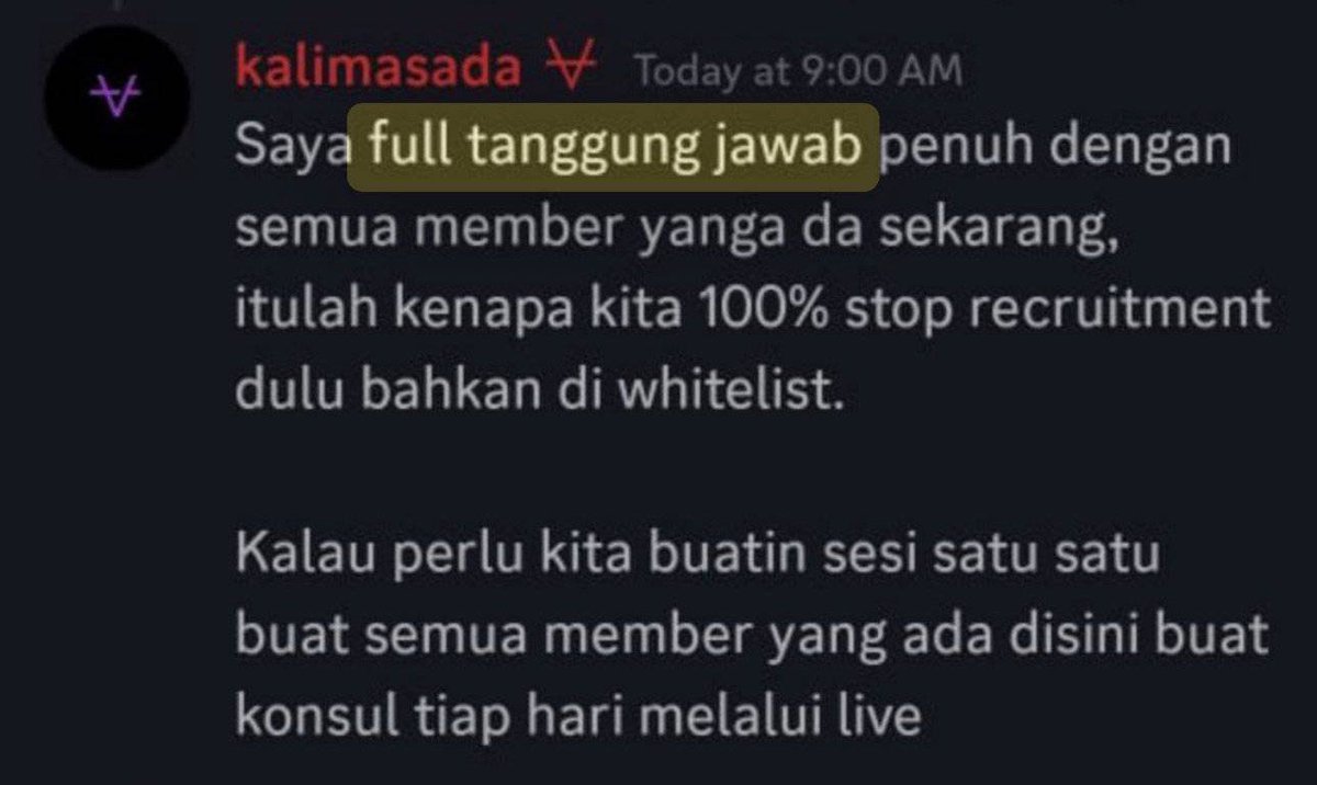 Pesan Kalimasada Terkait Tanggung Jawab ke Member Akademi Crypto