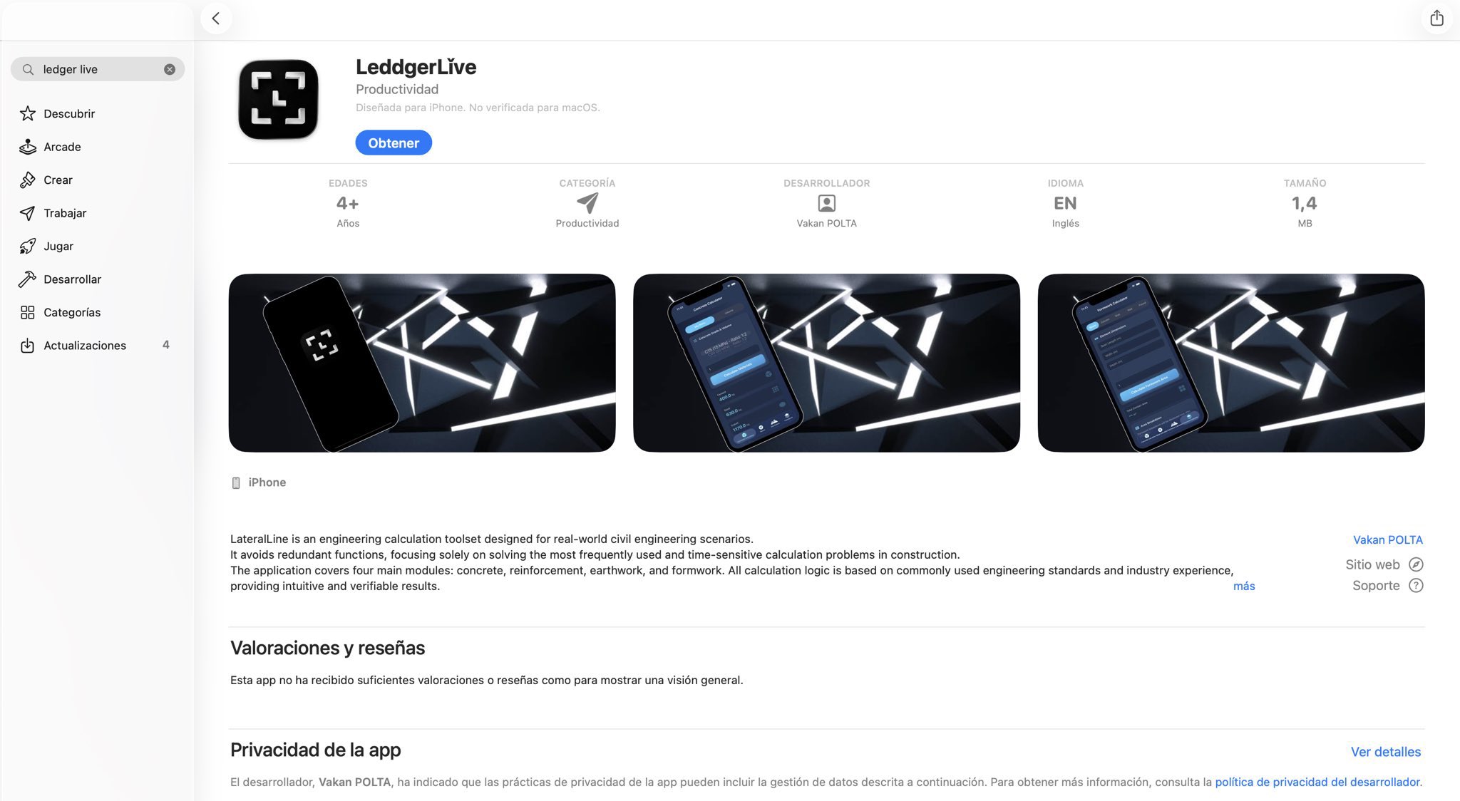 Tampilan Aplikasi Ledger Palsu