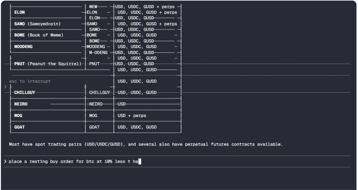 Tampilan Gemini Agentic Trading