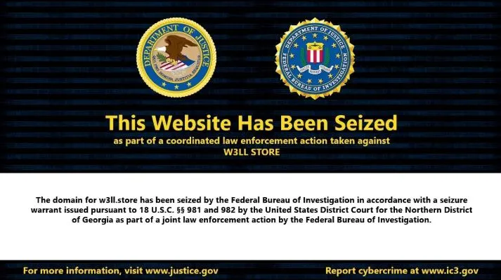 Tampilan Situs W3LLSTORE yang Dibekukan FBI dan Kepolisian RI