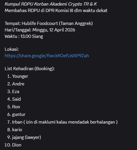 Undangan Diskusi bagi Korban dalam Kasus Dugaan Penipuan Timothy Ronald