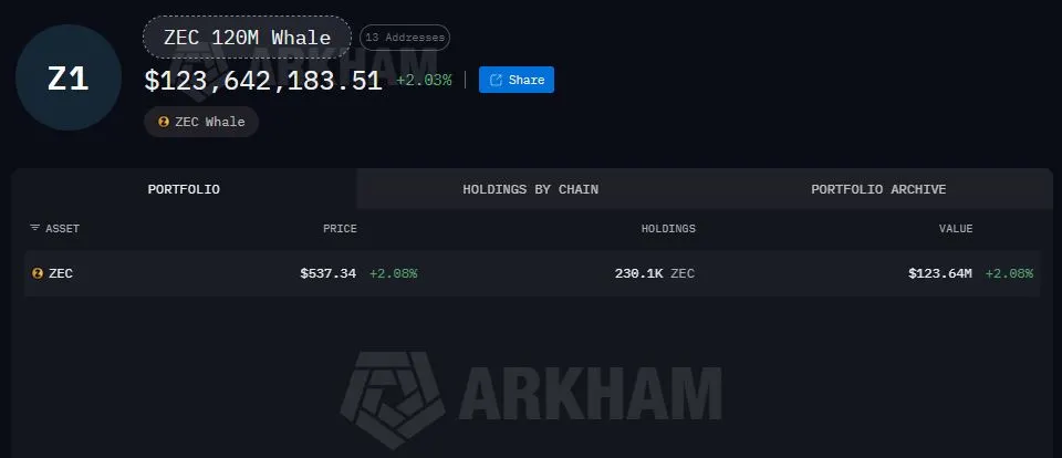 Address Kripto Milik Whale ZEC - Arkham Intelligence