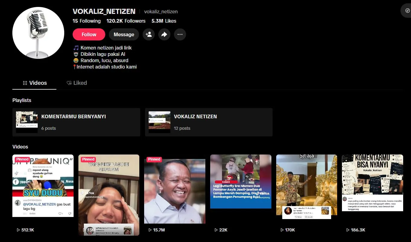 Akun Tiktok yang Mempopulerkan Lagu MBG Bahlil