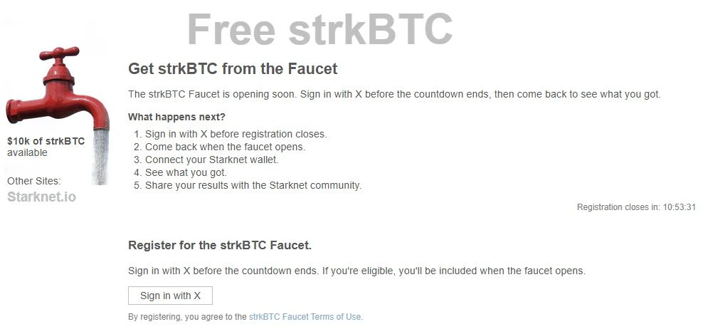 Faucet Bitcoin Gratis Starknet