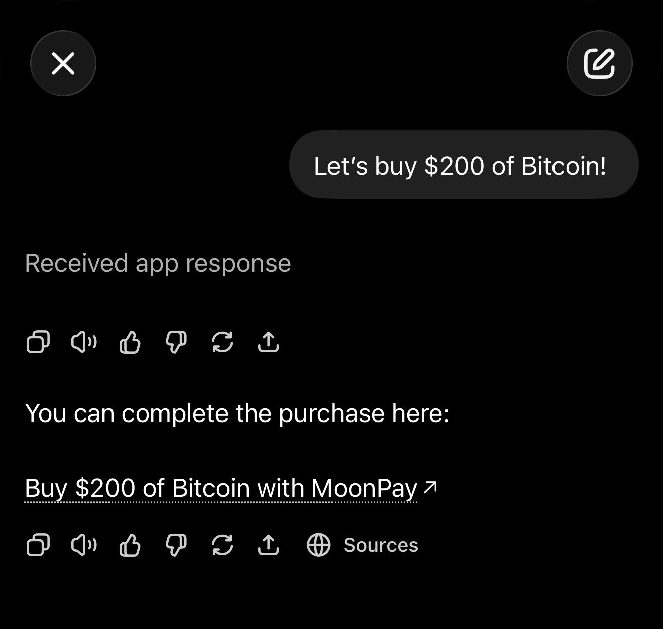 Respon ChatGPT Terhadap Prompt Pembelian Bitcoin - Moonpay