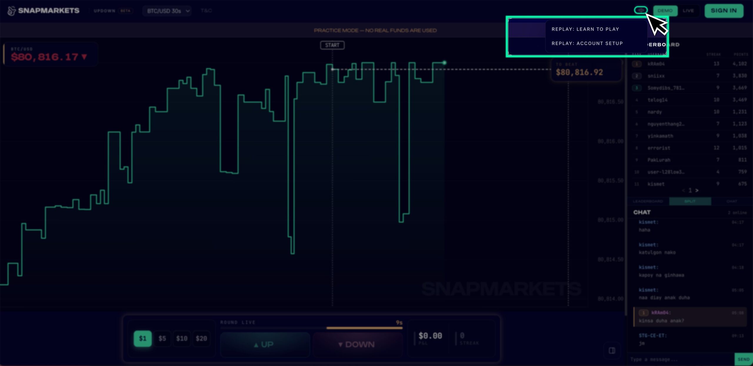 Tampilan SnapMarkets