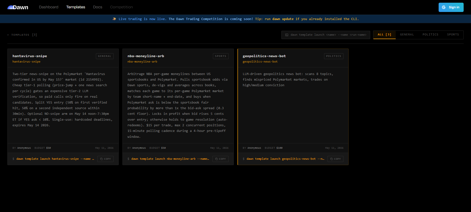 Template Dawn CLI