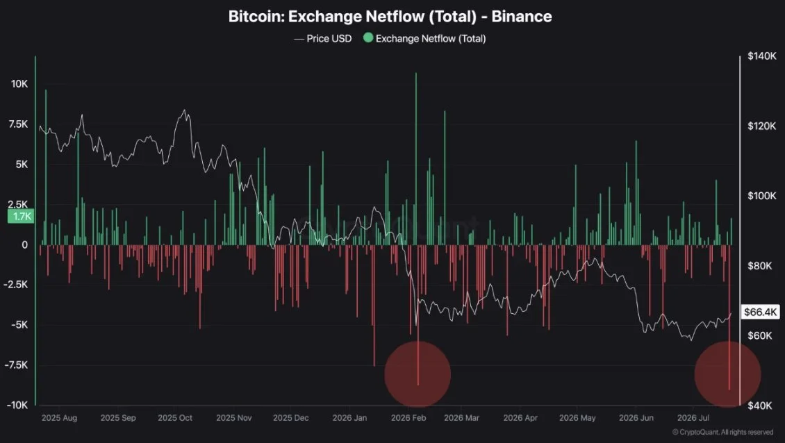 Bitcoin Exchange Netflow Binance - CryptoQuant (RugaResearch)