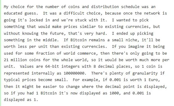 Penjelasan Satoshi Nakamoto Soal Suplai Maksimal Bitcoin