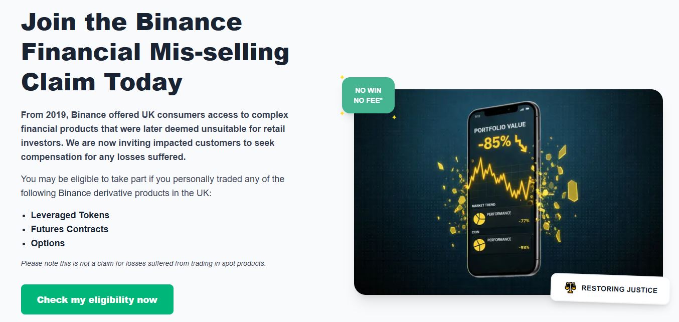 Tampilan Situs KP Law Terkait Gugatan ke Binance