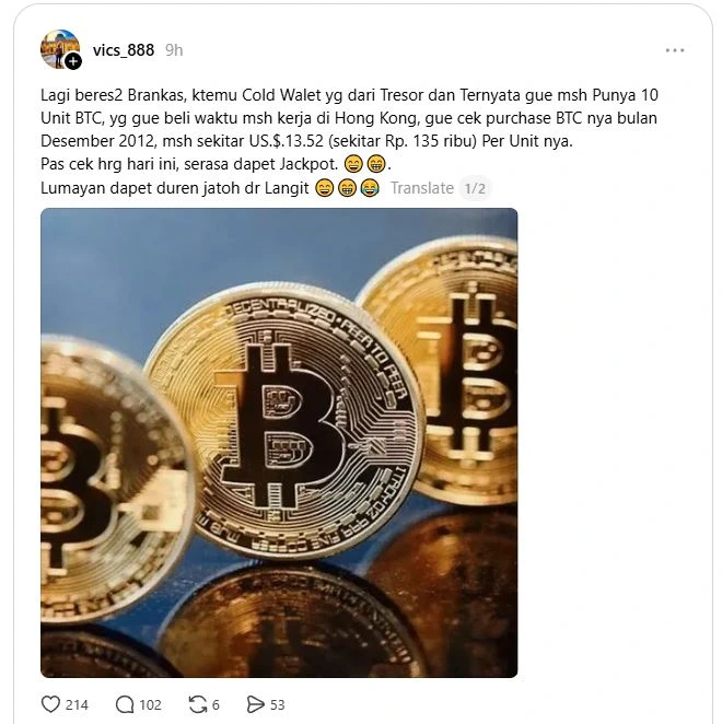 Cerita Pria Asal Indonesia yang Menemukan Cold Wallet Berisi Bitcoin - Threads