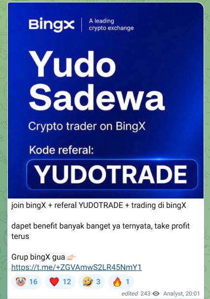 Promosi Bursa Kripto BingX oleh Anak Purbaya