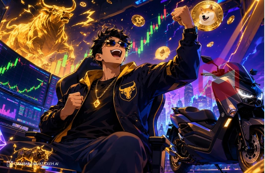 trader kripto cuan besar dari meme coin dengan modal setara dp yamaha nmax