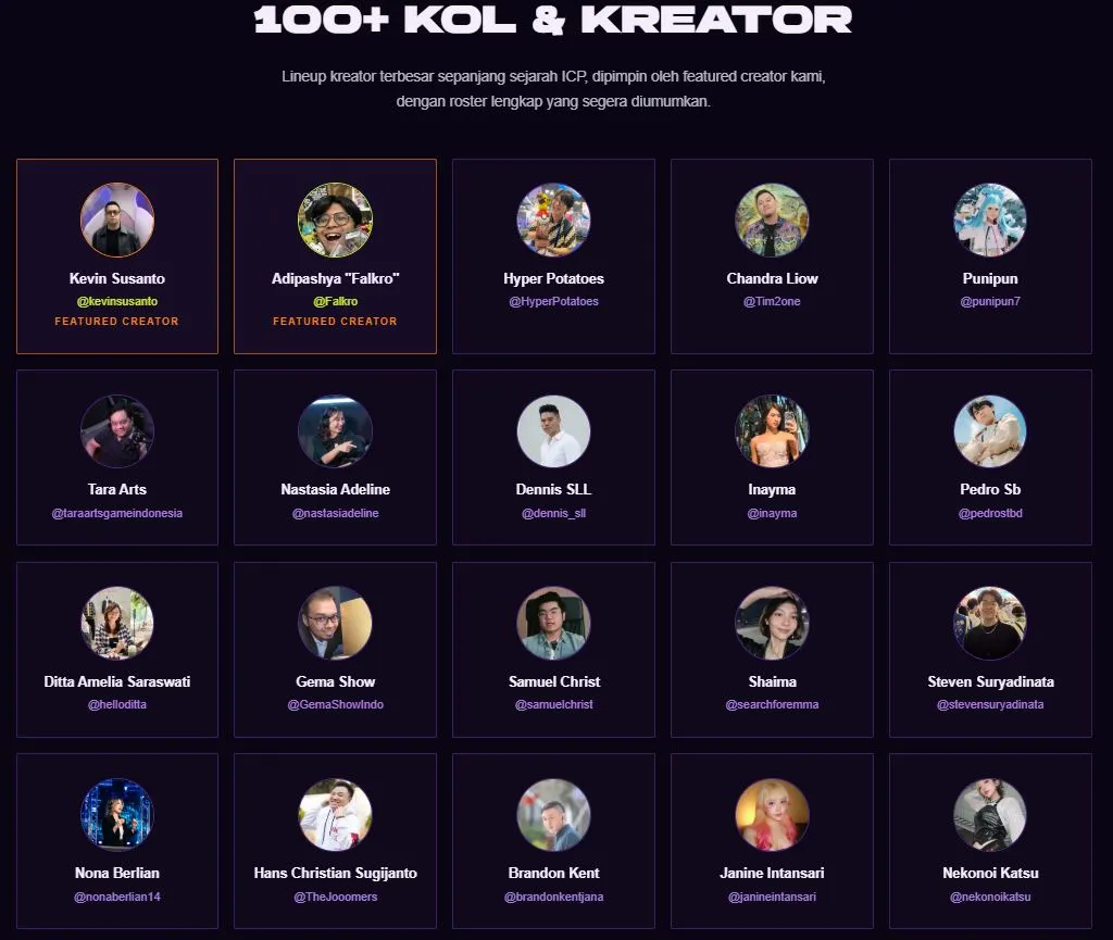 Daftar KOL Indonesia Card Party 2026 ICP
